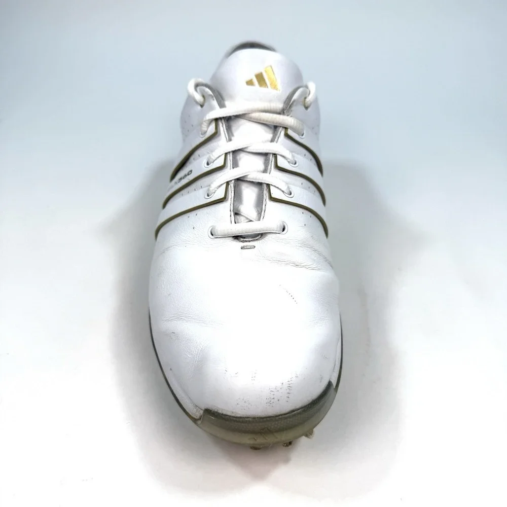 adidas Tour360 24 Golf Shoes Mens 9 White Gold Boost Spiked IE3367